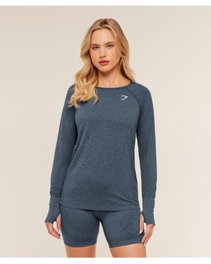 GYMSHARK Vital Seamless Light Long Sleeve Top - Blue