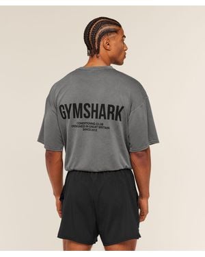 GYMSHARK Conditioning Club Washed T-Shirt - Grey