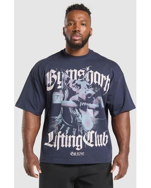 GYMSHARK Doberman Graphic T-Shirt - Blue