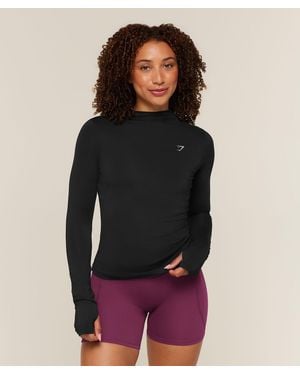 GYMSHARK Running High Neck Long Sleeve Top - Black