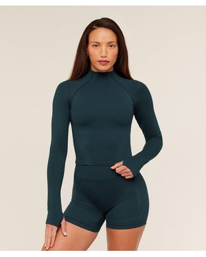 GYMSHARK Weekend Seamless Long Sleeve Top - Blue