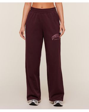 GYMSHARK Collegiate Graphic Straight Leg Sweatpants - Red