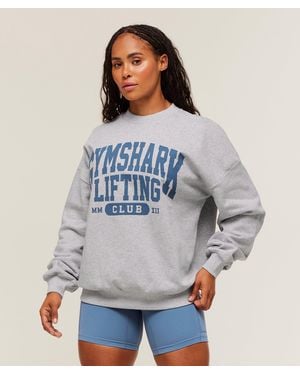 GYMSHARK Lifting Club Graphic Oversized Crew Neck - Blue