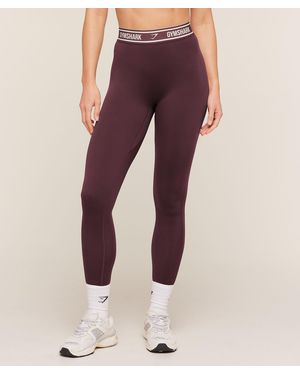 GYMSHARK Waistband Logo Leggings - Purple