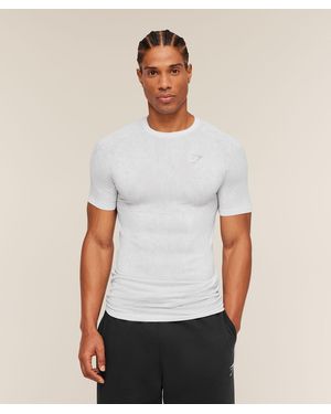 GYMSHARK Geo Seamless Grid T-Shirt - White