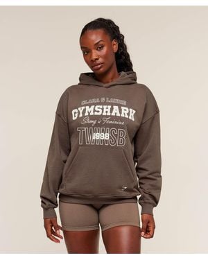 GYMSHARK X Twinsbfit Graphic Hoodie - Brown