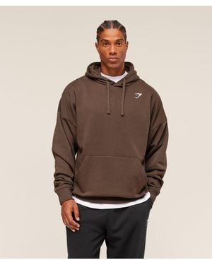 GYMSHARK Crest Oversized Hoodie - Brown