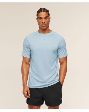 GYMSHARK Hybrid Engineered Jacquard T-Shirt - Blue