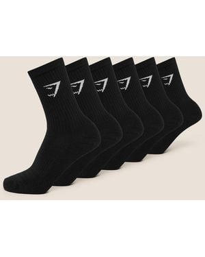 GYMSHARK Crew Socks 6Pk - Black