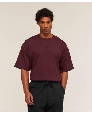 GYMSHARK Oversized Premium Ribbed T-Shirt - Red