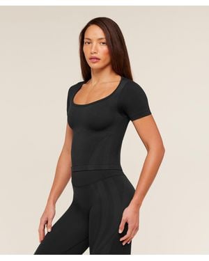 GYMSHARK Weekend Seamless Short Sleeve Top - Black