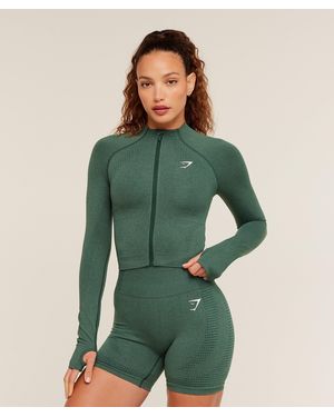 GYMSHARK Vital Seamless Midi Zip 2.0 Pullover - Green