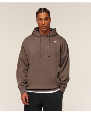GYMSHARK Crest Oversized Hoodie - Brown
