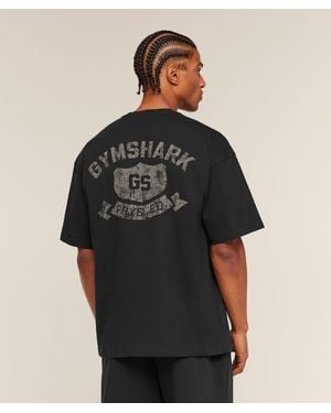 GYMSHARK Shield Graphic T-Shirt - Black