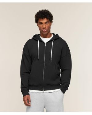 GYMSHARK Campus Crest Zip Through Hoodie - Black