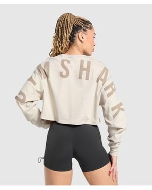 GYMSHARK Wordmark Graphic Long Sleeve Top - Natural