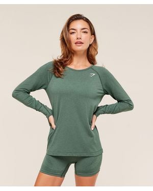 GYMSHARK Vital Seamless Light Long Sleeve Top - Green