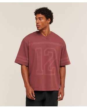 GYMSHARK Collegiate Washed Jersey T-Shirt - Red