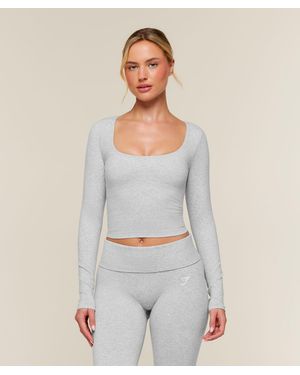 GYMSHARK Cottonmove Midi Long Sleeve Top - Grey