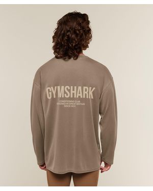 GYMSHARK Conditioning Club Washed Long Sleeve T-Shirt - Brown
