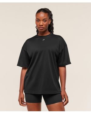 GYMSHARK Lifting Mesh Oversized Tee - Black
