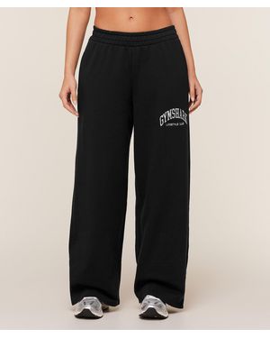 GYMSHARK Collegiate Graphic Straight Leg Joggers - Black