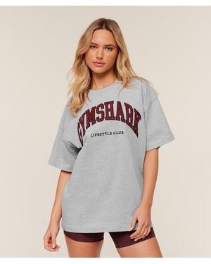 GYMSHARK Collegiate Graphic T-Shirt - Gray