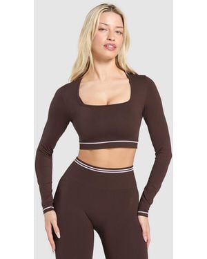 GYMSHARK Contrast Seamless Crop Top - Green
