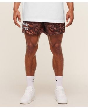 GYMSHARK Lifting Mesh 5" Shorts - Brown