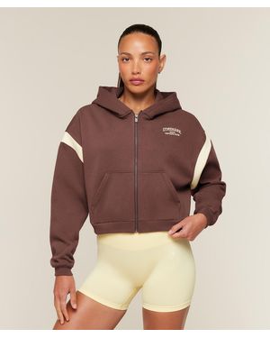GYMSHARK Cozy Campus Full Zip Hoodie - Brown