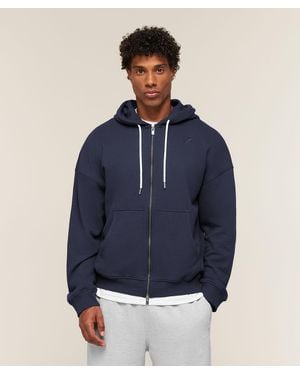 GYMSHARK Campus Crest Zip Through Hoodie - Blue