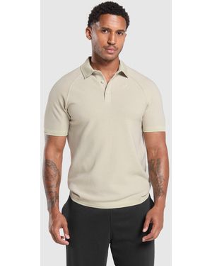 GYMSHARK Waffle Polo Shirt - Natural