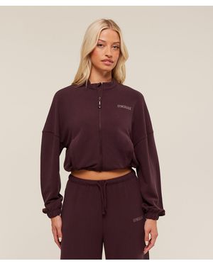 GYMSHARK Waffle Midi Zip Up Jacket - Red