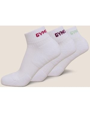 GYMSHARK Gs Jacquard Quarter Socks 3Pk - Pink