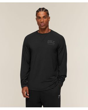 GYMSHARK Gslc Raglan Long Sleeve T-Shirt - Black