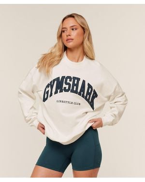 GYMSHARK Collegiate Graphic Crew Neck Pullover - Natural