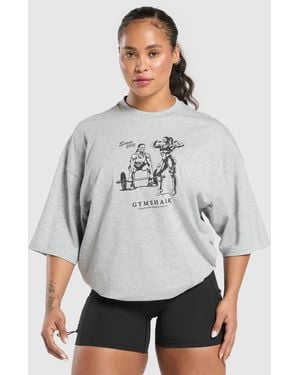 GYMSHARK Two Strong Oversized T-Shirt - Grey