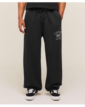 GYMSHARK Retro Collegiate Graphic Wide Leg Pants - Black
