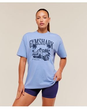 GYMSHARK Pick Up Truck Graphic Short Sleeve T-Shirt - Blue