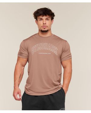 GYMSHARK Collegiate Tech T-Shirt - Natural