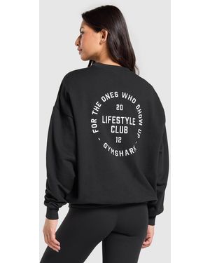 GYMSHARK Lifestyle Club Graphic Pullover - Black