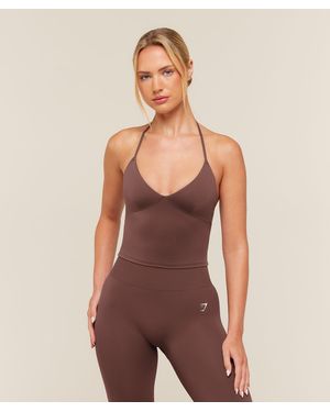 GYMSHARK Training Scoop Back Halterneck - Brown