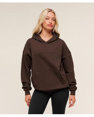 GYMSHARK Embossed Graphic Oversized Hoodie - Brown