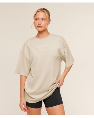 GYMSHARK Chainstitch Graphic Short Sleeve T-Shirt - Natural