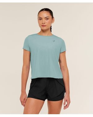 GYMSHARK Running Short Sleeve T-Shirt - Blue