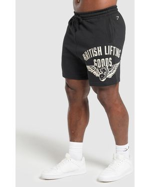 GYMSHARK British Lifting Goods Graphic Shorts - Black