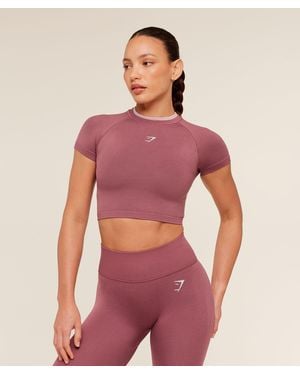 GYMSHARK Interval Seamless Short Sleeve Crop Top - Red