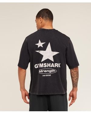 GYMSHARK Strength Stars Washed Graphic T-Shirt - Black