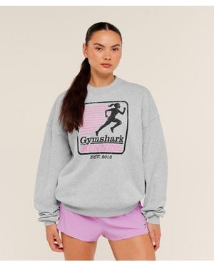 GYMSHARK Run Club Graphic Sweatshirt - Grey