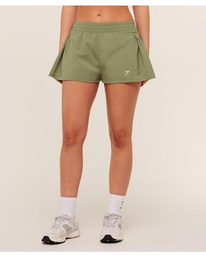 GYMSHARK Flutter Woven Shorts - Green